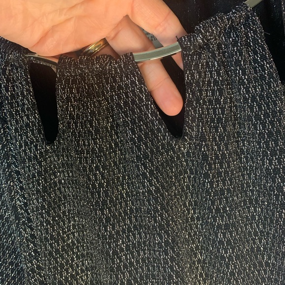 Catherines Black Silver Metallic Plus Sz Designer Blouse Top Silver Hardware 4X - Picture 5 of 5